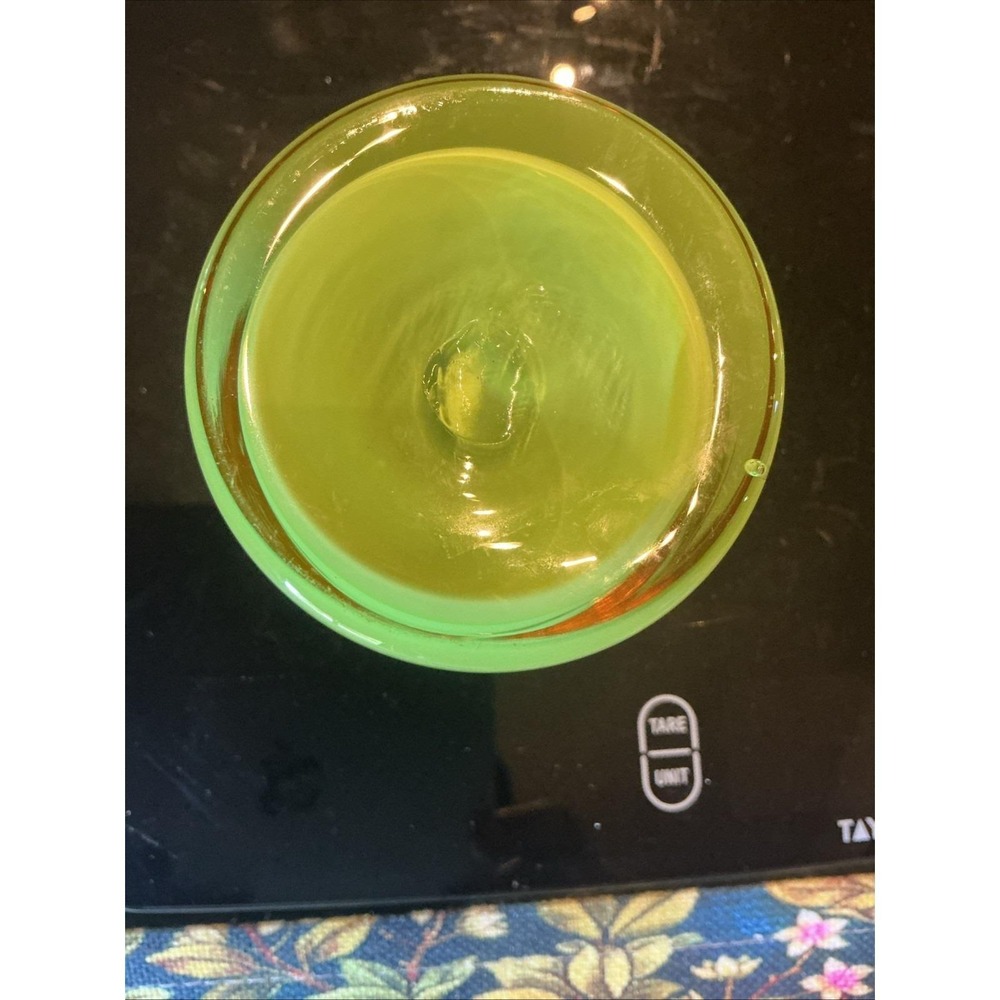 Vintage Dansk Green Borderline 4" Cased Glass Tumbler w/ Orange Rim - Picture 3 of 5